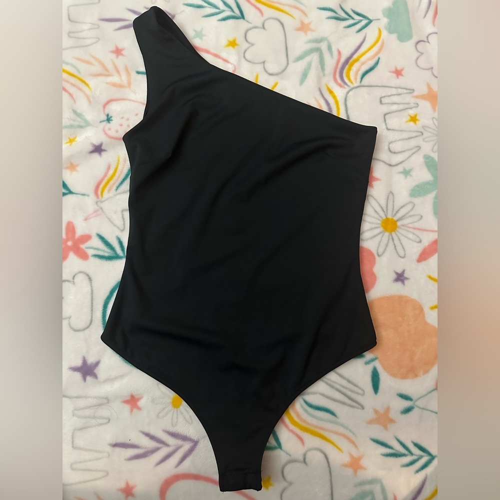 Intimately by Free People‎ Black One-Shoulder Bodysuit